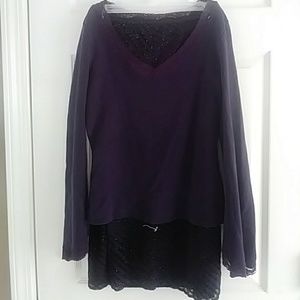 purple and black skirt and shirt set